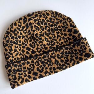 Athleta Leopard Print Wool Blend Beanie Hat NWOT